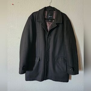 LONDON FOG Men's Wool Blend Car Coat with Bib XL Black